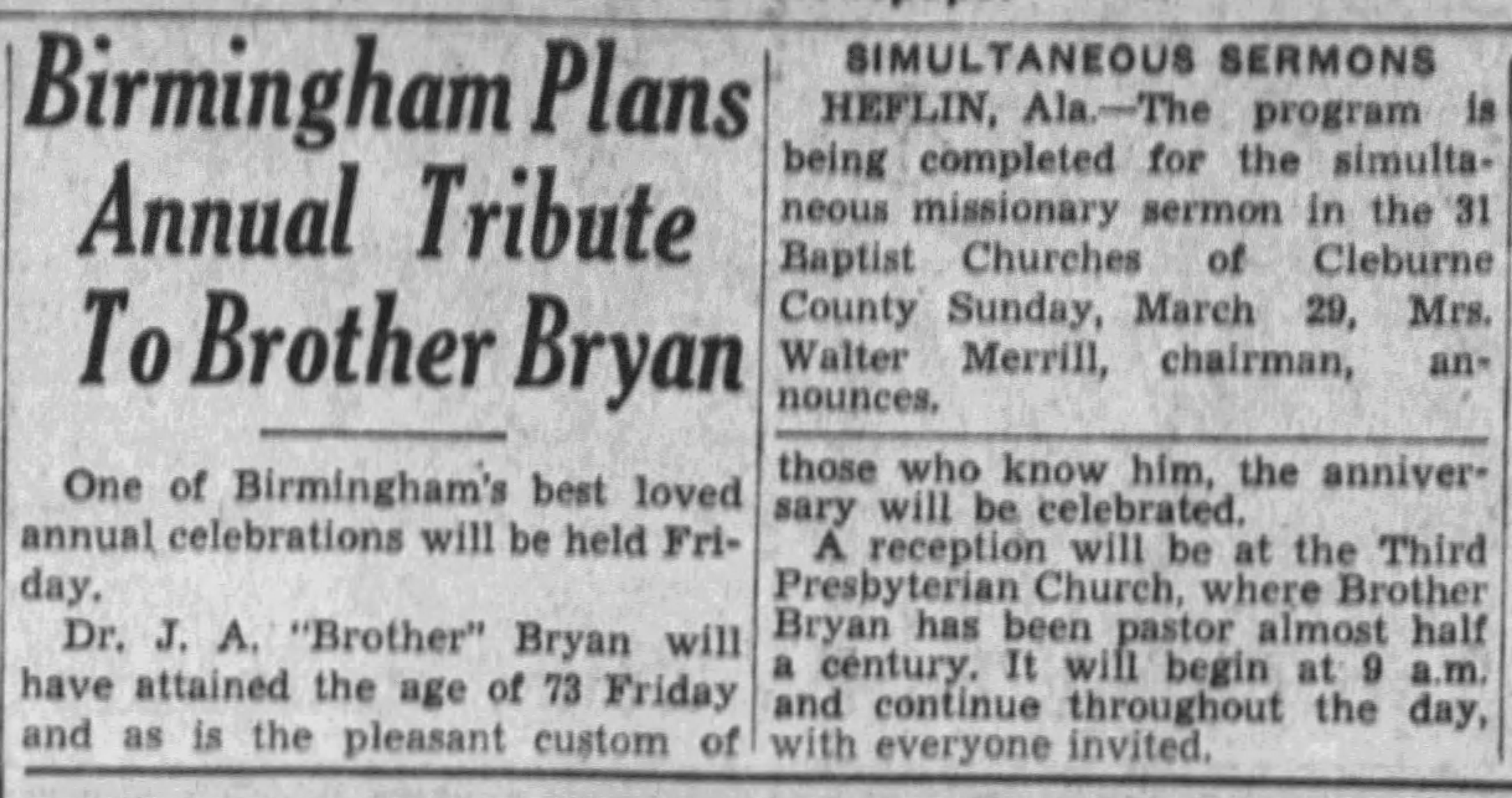 Birmingham Plans Annual Tribute To Brother Bryan
